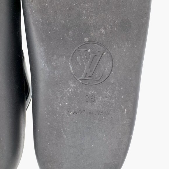 Louis Vuitton Sunbath Mule Slide Sandals Black Rubber Size 38 US 8 Women LV Logo - Picture 14 of 15